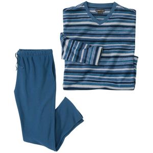ATLAS FOR MEN - Gestreepte pyjama van microfleece - Heren - Verkrijgbaar in grote maten - XXL