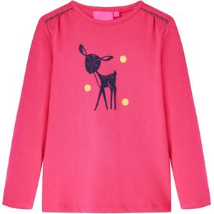 vidaXL - Kindershirt - met - lange - mouwen - 116 - felroze