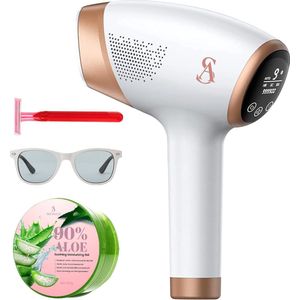 Skinalis® IPL Laser Super – Lichtontharingsapparaat met saffierkoeling – IPL ontharingsapparaat dames – 1.000.000 flitsen – Epilator alternatief – Pijnloze en veilige ontharing thuis - Inclusief Aloe vera gel