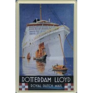 Rotterdamsche Lloyd Dempo -  Reclame schip Dempo - Metalen reclamebord - 15x10 cm