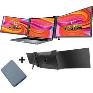Portable Monitor Pro 2024 - Full HD - 14” / 17,3” - Tri-Screen - Laptop Scherm Uitbreider - Inclusief Beschermhoes en Kabels - Zwart