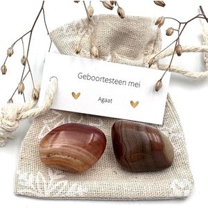 Geboortesteen mei - Agaat trommel sneeuwzakje - edelstenen - verjaardag - gefeliciteerd - origineel cadeau - voor hem/haar - klein cadeautje - mooi symbolisch kado - geluksbrenger