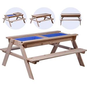 Gratyfied - Tuinset kinderen - Picknicktafel kinderen - Tuinstoel kinderen - Tuintafel kinderen - Kindertafel buiten - ‎107 x 94 x 50,5 cm - 13,3 kg - Hout