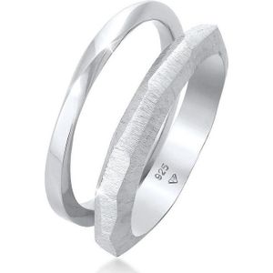 Elli PREMIUM Dames Ring Damesring Duo Basis Gedraaide Structuur Trend in 925 Sterling Zilver