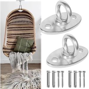 Pack of 2 Heavy Duty Stainless Steel 304 Rocking Ceiling Hooks for Wooden Beams - Punching Bag, Hanging Chair, Sling Trainer, Yoga Holder