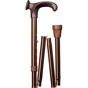 Gastrock - Opvouwbare Wandelstok - Brons - Ergonomisch Handvat - Verstelbaar - Lengte 85 - 95 cm