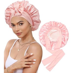Vitdipy - Satijnen Slaapmuts - Bonnet Satijn Verstelbaar -Haarnetjes - Haarverzorging - Elastisch - Krullend Haar Producten