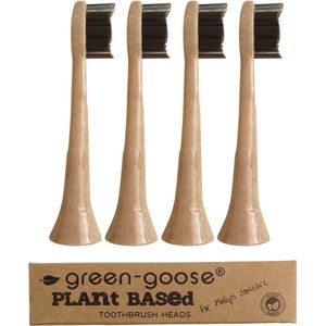 green-goose® Sonicare Bioplastic Opzetborstels - 4 Stuks - Plant-based Materiaal - Houtskool Haren - BPA-vrij