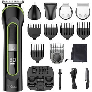 Hatteker 5-in-1 Tondeuse en Trimmer Set voor Heren – Haarknipper, Baardtrimmer, Scheerapparaat, Neus- en Oortrimmer – Draadloos en Waterdicht – Zwart