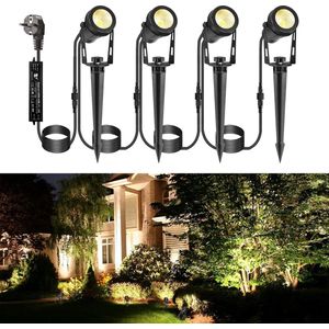 LED Garden Lights 12V 3W Spotlight with Ground Spike and Plug IP65 Waterproof for Lawn Outdoor (Warm White 4 Pieces) eco-friendly
