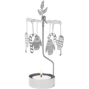 Pluto - Theelicht Carrousel - Zilver - 16 cm Hoog - Kersttruien