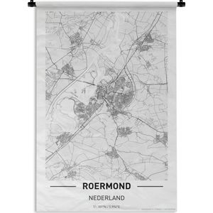 Wandkleed Top 50 Nederland staande- Stadkaart Roermond Wandkleed katoen 90x135 cm - Wandtapijt met foto