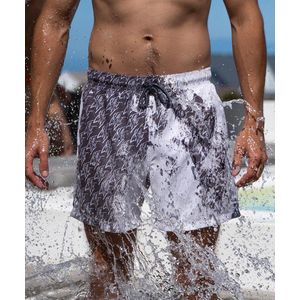 SEA'SONS - Zwembroek Heren - Kleurveranderend - Creativity Print - Donker Grijs Wit - Maat XXL