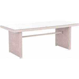 In And OutdoorMatch Tuintafel Cristal - Glastafel rotan wicker - Tuinmeubelen - Eettafel - Buitentafel - Salontafel - 180cm