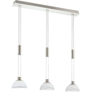 EGLO Montefio - Hanglamp - 3 Lichts - Nikkel-Mat - Alabaster Glas - Wit