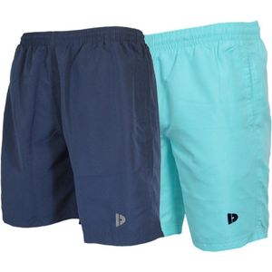 2-Pack Donnay - Micro Fibre Short (Ian) - Sportbroek - Heren - Navy/Sea Breeze (504) - maat XXL