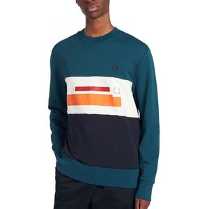 Fred Perry - Mixed Graphic Sweatshirt - Heren Truien - S - Groen