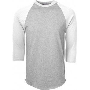 Soffe - MLB - Honkbal - Traditioneel Honkbalshirt - Ondershirt - Raglan Baseball Under shirt - Wit/Grijs - Small