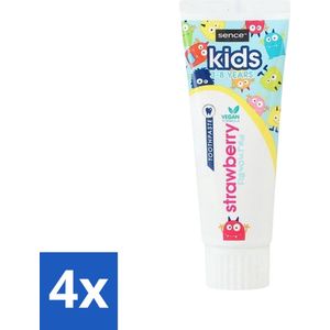 Sence - Kids 3-8 Jaar - Tandpasta - Aardbei Smaak - Vegan - 75 ml - Voordeelverpakking - 4 stuks