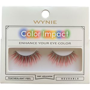 Wynie - Nep Wimpers - Valse Wimpers - Fake Lashes - Rood Zwart - 1,7 cm. lang - Zonder lijm - 1 Paar - UA153417