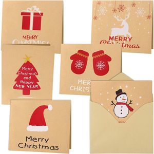 30 stuks Merry Christmas wenskaarten Kraft kaart kerstkaarten met enveloppen en stickers, 4,72 x 3,95 inch