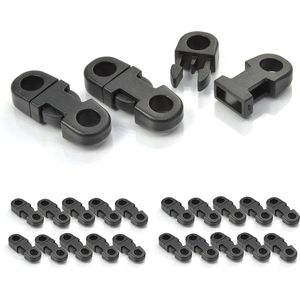 20-delige set Kunststof Kliksluiting voor Paracord-armbanden, Hondenhalsbanden, Rugzak - Zwart.