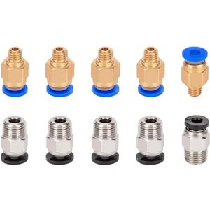 10pcs 3D Printer Tire Connector Kit - 5pcs PC4-M6 Tyres Quick Coupler - 5pcs PC4-M10 Tyres Straight Coupler - 3D print accessoires