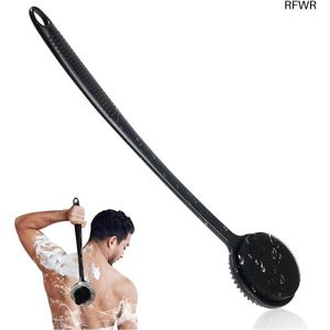 RFWR® Siliconen douche scrubborstel met lange steel - Dubbelzijdige exfoliator en massager