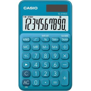 Casio SL-310UC-BU Zakrekenmachine werkt op zonne-energie, werkt op batterijen Blauw Aantal displayposities: 10