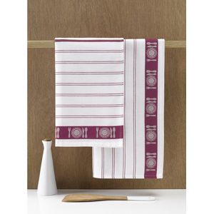 De Witte Lietaer Theedoek BML, Fuchsia- 3 stuks - 65 x 65 cm - Katoen