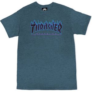 THRASHER T-SHIRT FLAME LOGO DARK HEATHER