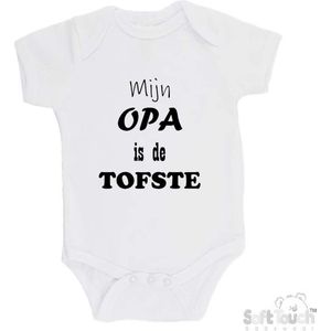 100% katoenen Romper ""Mijn Opa is de TOFSTE"" Unisex Katoen Wit/zwart 56/62