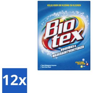 Biotex – Waspoeder - Voorwas & Vlekverwijderaar – Actieve biologische enzymen – 720 g - Voordeelverpakking - 12 stuks
