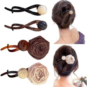 Brenzoos - Haarspeldenset met parels en bloemen voor dames en meisjes. Bevat 4 stuks.