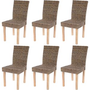 Set van 6 eetkamerstoelen Littau, rieten stoel Keukenstoel, Kubu rotan