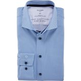 OLYMP Luxor 24/7 modern fit overhemd - mouwlengte 7 - tricot - bleu dessin - Strijkvriendelijk - Boordmaat: 38