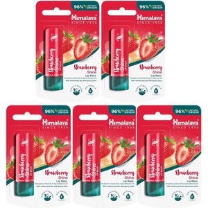 Himalaya Strawberry Shine Lippenbalsem - Lipbalsem Voor Glanzende Zachte Gehydrateerde Lippen - Met Vitamine E - 5 x 4.5g
