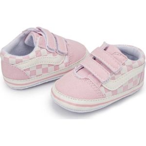 Babyschoenen - Baby slofjes - klittenband - Schoenmaat 19-20 – 6-12 maanden (12cm) - roze/wit