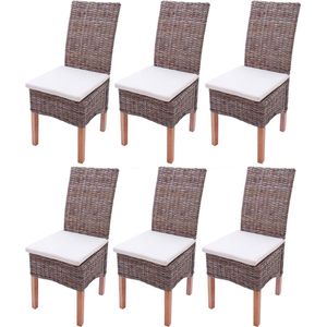 Set van 6 eetkamerstoelen Rieten stoel Stoel M44, Kubu rotan ~ met zitkussen