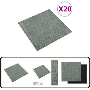 vidaXL Tapijttegels 20 stuks - 5m² - Groen - 50x50 cm PP Vloertegels - Tapijttegels - Vloertegels - Groene Vloertegels - PVC Vloertegels
