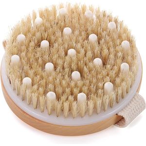 Massageborstel - Natuurlijke Haren - Cellulietborstel - Droge Borstel - Lichaamsexfoliatie - Badborstel - Droge Massageborstel - Peelingborstel Vermindert Celluliet en Verbeterd Lymfefuncties