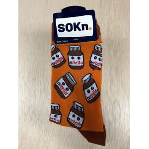 SOKn. Trendy sokken *NUTELLA* maat 35-41 (ook leuk om kado te geven !)
