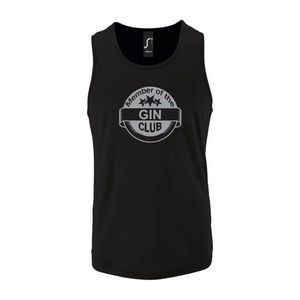 Zwarte Tanktop sportshirt met ""Member of the Gin club"" Print Zilver Size S