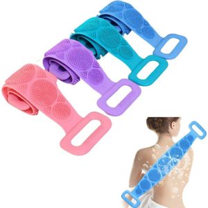 4 stuks - Rugborstel - Bad- & Lichaamsborstel - Scrub - Exfoliërend - Met Handvat - Unisex - Paars, Groen, Roze, Blauw - 60 cm - Geschikt voor Thuis, Buitenreizen