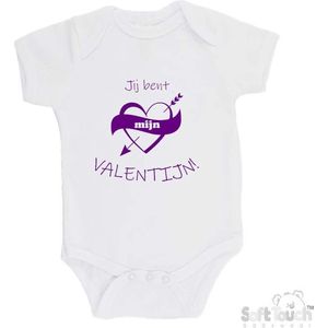 100% katoenen Romper ""Jij bent mijn valentijn!"" Meisjes Katoen Wit/paars Maat 62/68