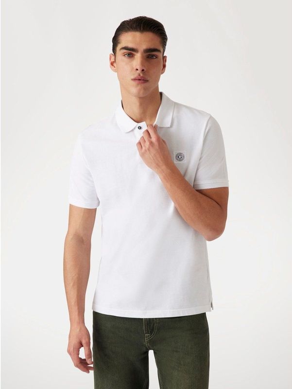 Guess - M2YP24KC9T1 - Poloshirt - Wit - Katoen - Korte Mouwen