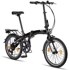 PACTO THREE FOLDING BIKE 6v ZWART VOUWFIETS PLOOIFIETS ALUMINIUM SHIMANO 20 inch