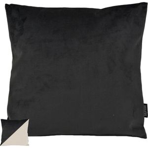 Velvet 2 Tone - Black / Cream Kussenhoes | Velours / Fluweel - Polyester | 45 x 45 cm