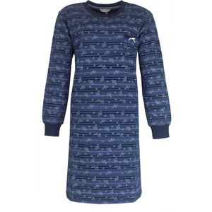 Tenderness Dames Nachthemd - Fleece - Bloemetjes - Donker Blauw - Maat S