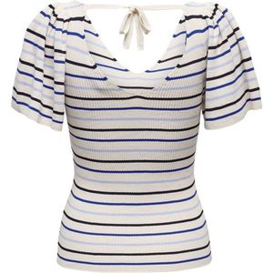 Only Onlleelo Stripes Ss V-Neck Tofu Stripes Ultrmarine MULTICOLOR XS